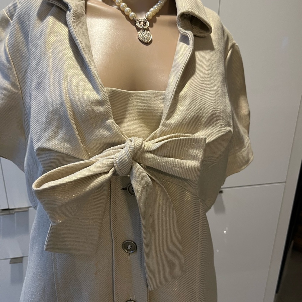 Donna Morgan Cream Bow-Tie Dress